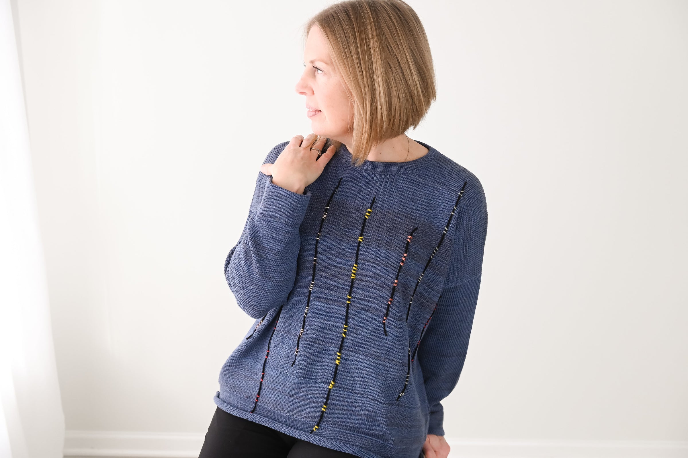 Cotton sweater with embellishments