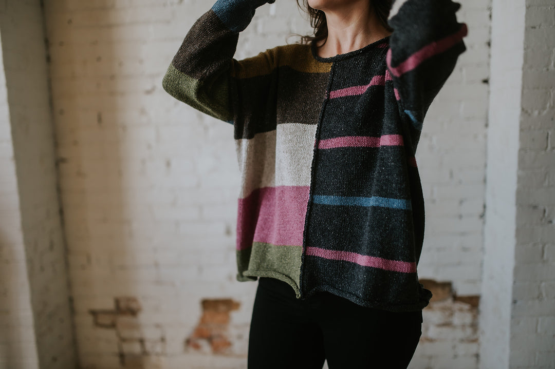 uneven striped sweater