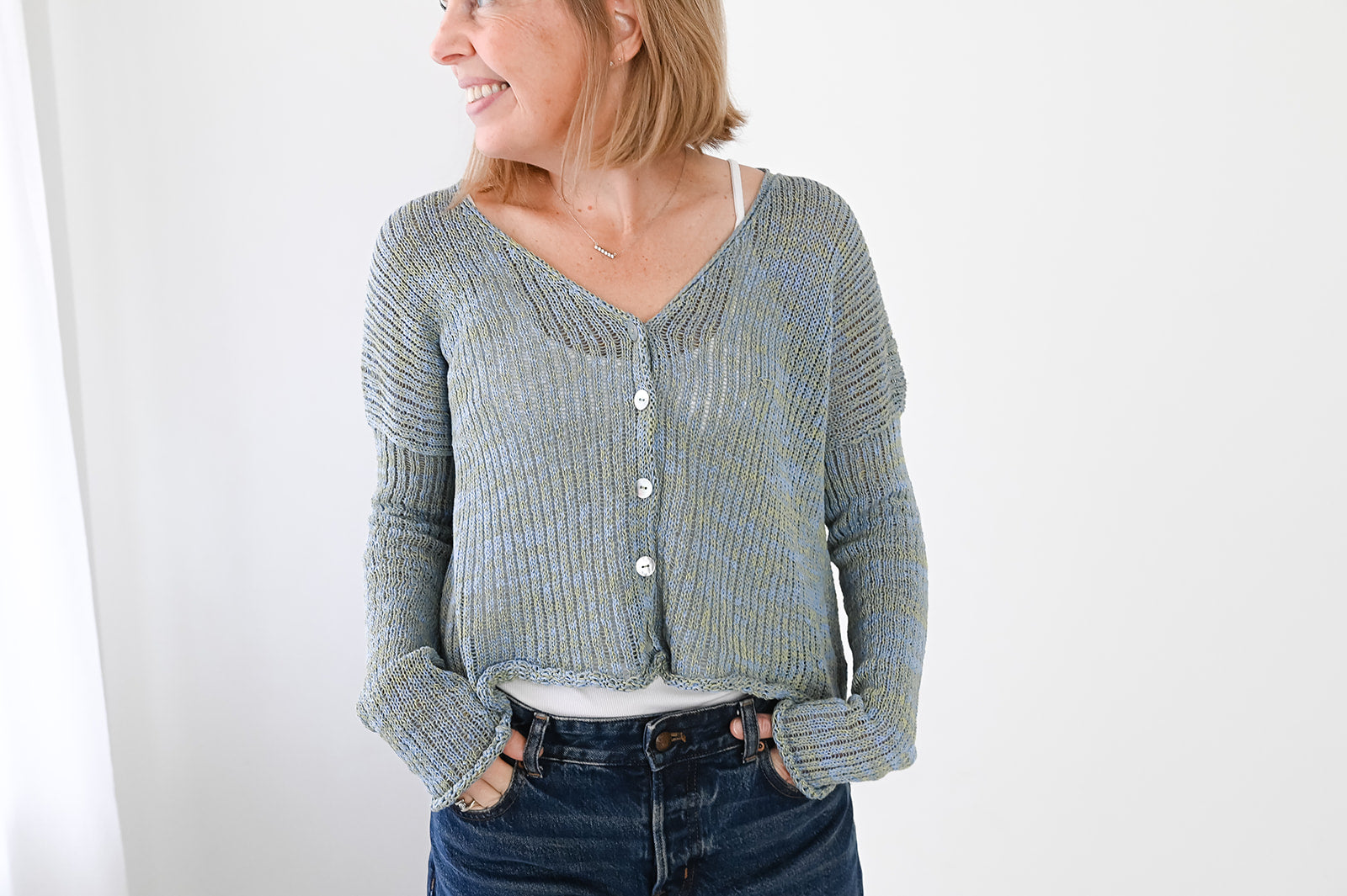 トップス theredthread string knit cardigan The Leandra Cardigan| Kaleidoscope Stripe – Christy Dawn