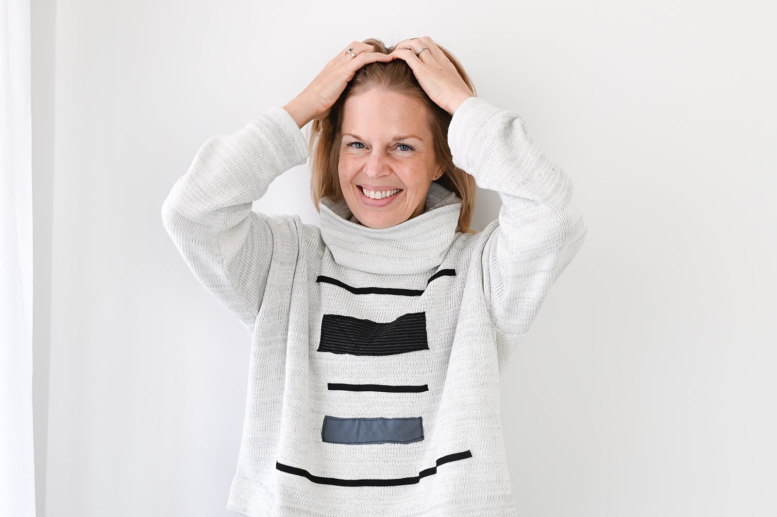 winter white sweater with applique
