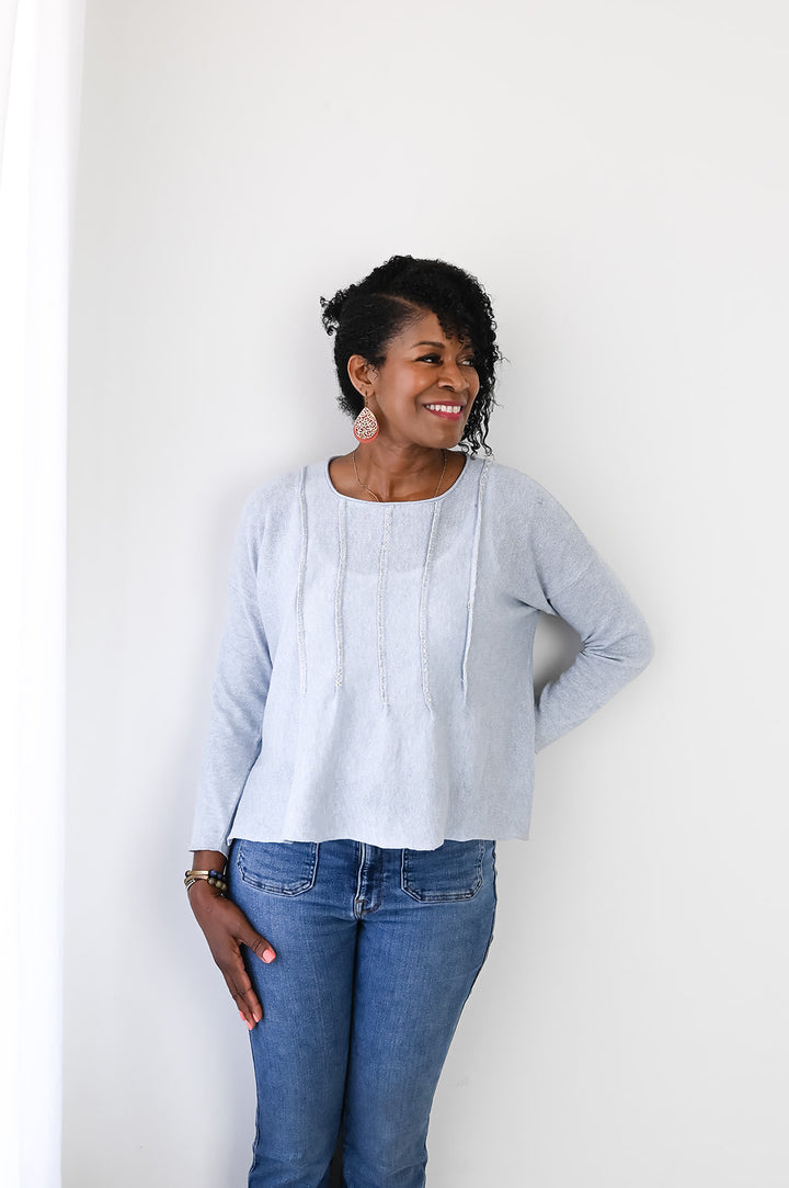 Moore Tuck Pullover with embroidery